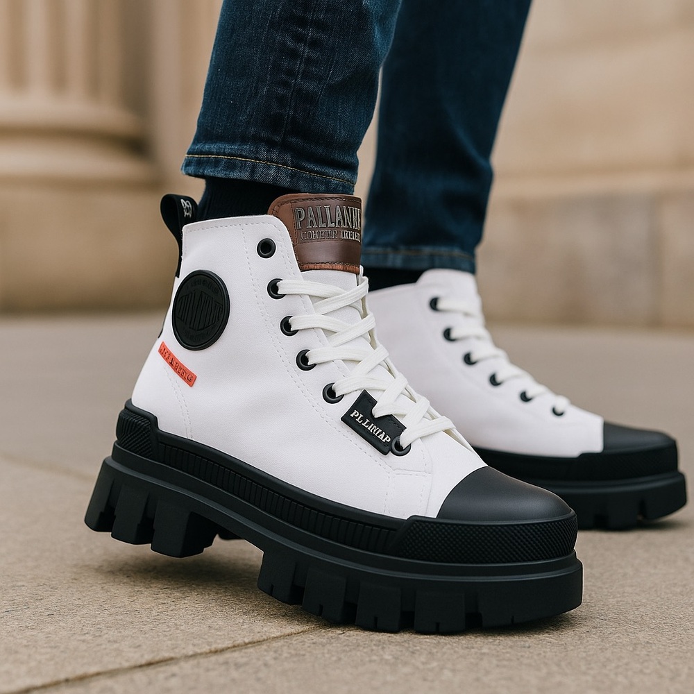 NWT Palladium Revolt Hi TX Star White Platform Boots NWT Size 10